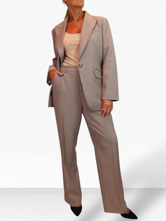 Paulo Due Women's Houndstooth 2 Piece Trouser Suit Tailored Blazer