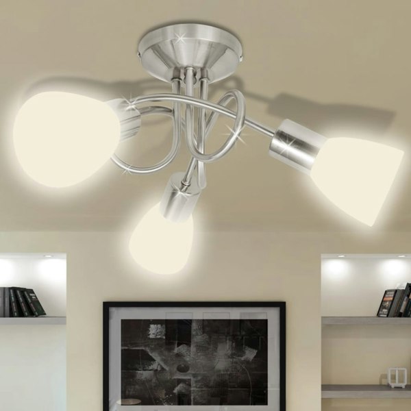 Berkfield Ceiling Lamp with Glass Shades for 3 E14 Bulbs