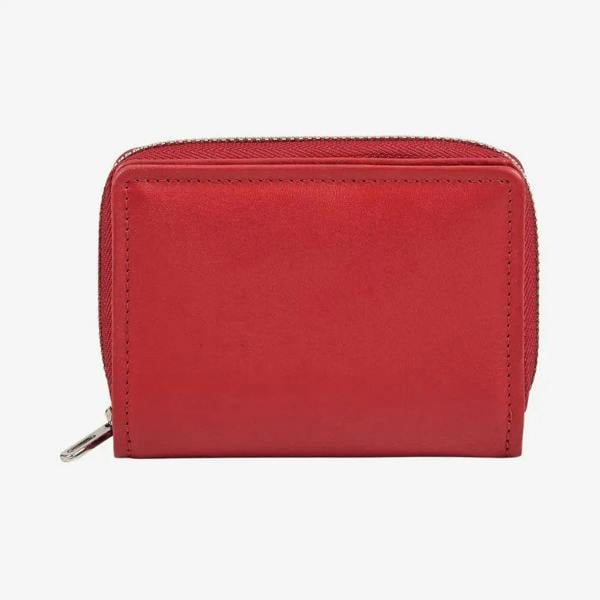 Miami real leather zipped card holder with RFID protection in red