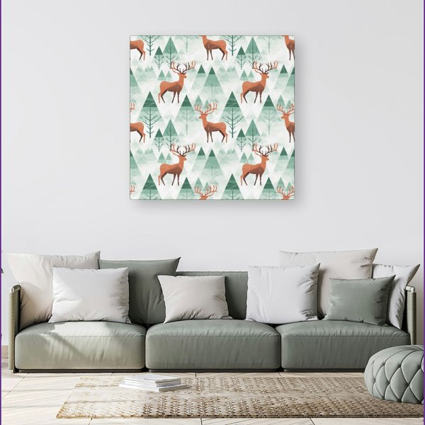 Warren Reed Reindeer On A Snowy Landscape Canvas