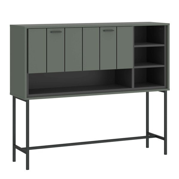 Wyld Haus Elowynd Olive Green Panelled Bar Cabinet 1 Door 2 Shelves