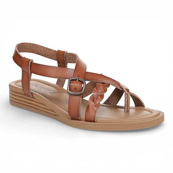 Blowfish Malibu Women's Scotch Tan Micro Wedge Strappy Sandals - April