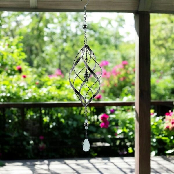 EDH Door Hardware Single Stainless Steel Spiral Spinner – 58cm x 13.5cm x 13.5cm | Elegant Garden Wind Spinner | Durable Outdoor Décor