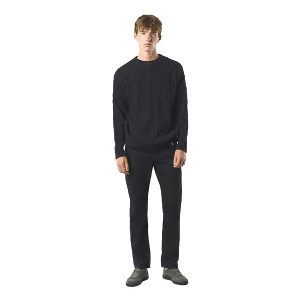 Pretty Green Mens Marylebone Cable Knit Long-Sleeved Sweater Top - Black - 