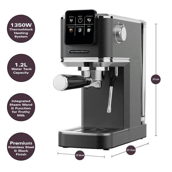 Hamilton Beach BaristaPro Touch 5-in-1  Espresso Machine Black
