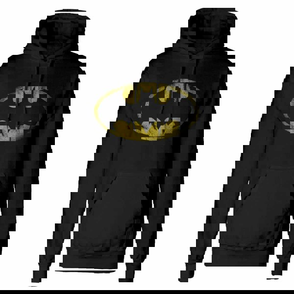 Batman Unisex Adult Logo Hoodie - Black/Yellow
