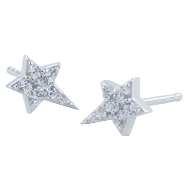 Sterling Silver Pavé Star Stud Earrings - Reeves & Reeves