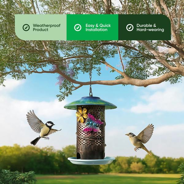 Gardenwize Solar Bird Feeder – Hanging Feeder with LED Light