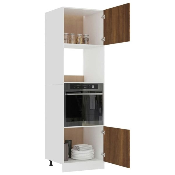 Berkfield Microwave Cabinet Brown Oak 60x57x207 cm Engineered Wood