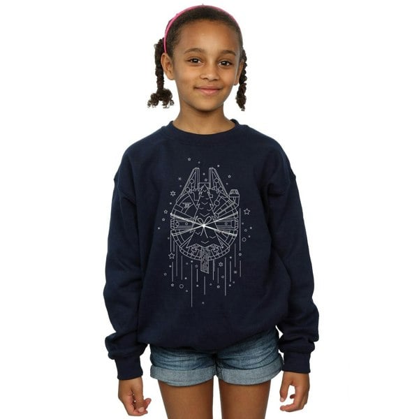 Star Wars Girls Millennium Falcon Christmas Tree Delivery Sweatshirt - Navy Blue