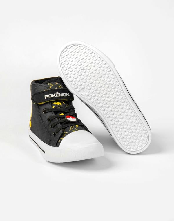 Pokemon Boys Black Pikachu Laced Trainers