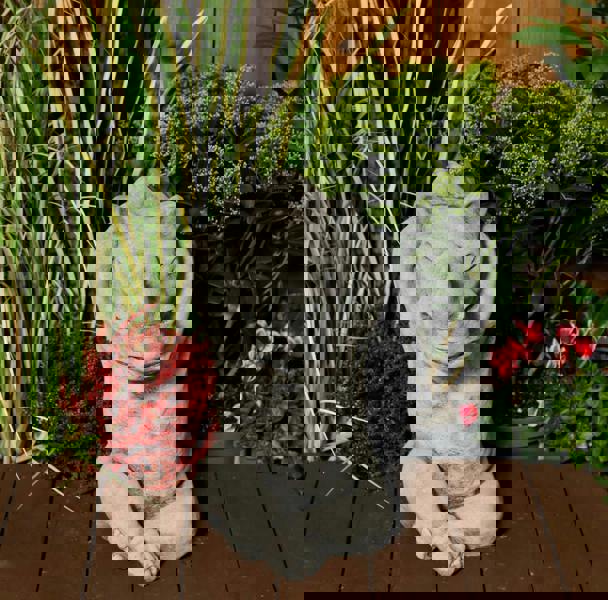 Calm Large Cast Stone Yoga Rhino Garden Statue Animal Figurine 