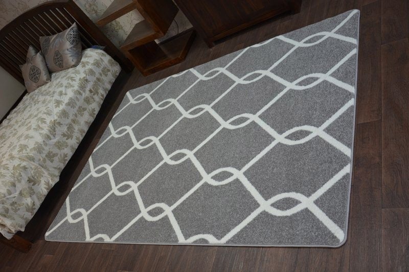 RugsX Sketch Rug - Grey & White Interlocking Ovals