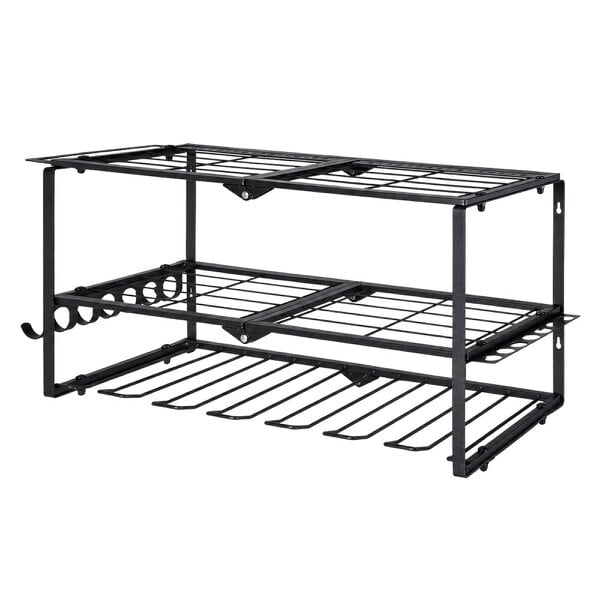 Levede Tool Storage Organiser 3 Tier Wall Mounted Garage Tool Rack Metal Black