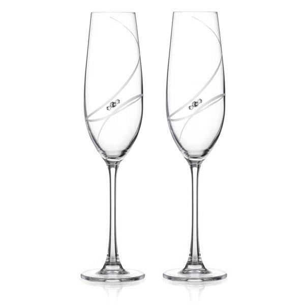 Diamante Allure Crystal Champagne Flutes Adorned with Swarovski® Crystals - Set of 2