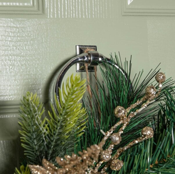 Samuel Alexander 60cm Hanging Christmas Wreath with Gold Baubles, Pinecones & Glitter Berries