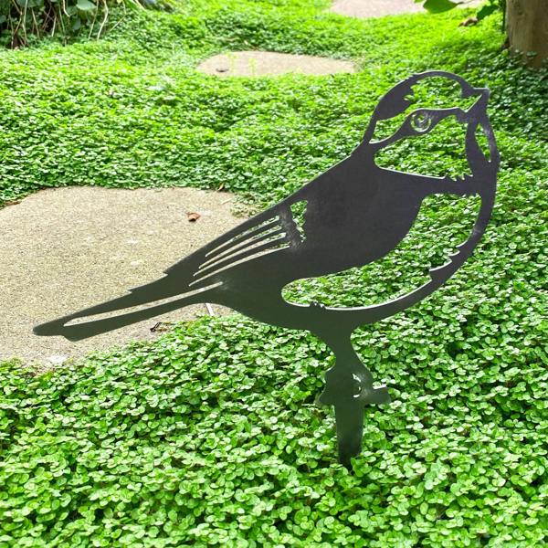 Ferncrest Trading Steel Blue Tit Bird Silhouette Garden Stake Ornament