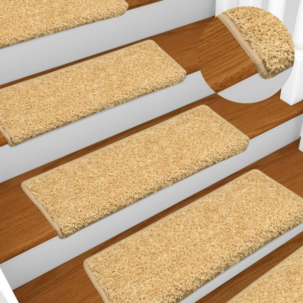 Berkfield Carpet Stair Treads 15 pcs 65x21x4 cm Beige