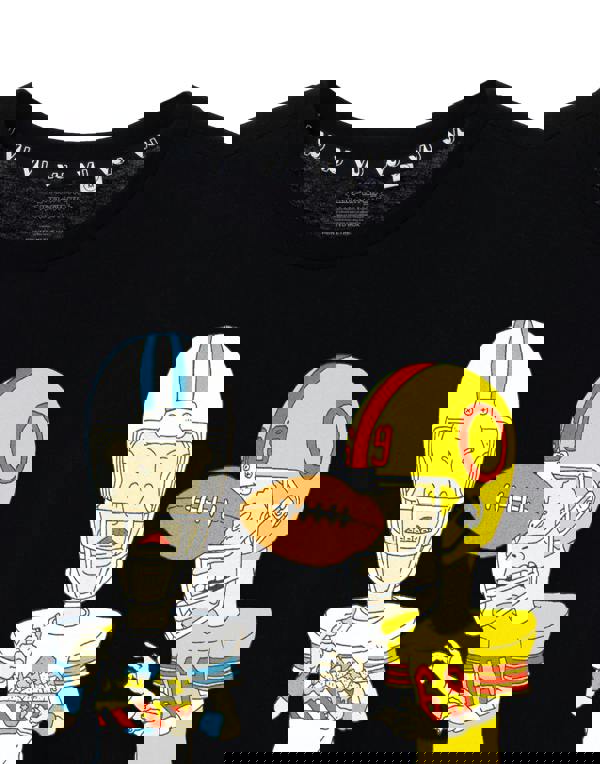 Beavis And Butthead Mens Black Football Short Sleeved T-Shirt
