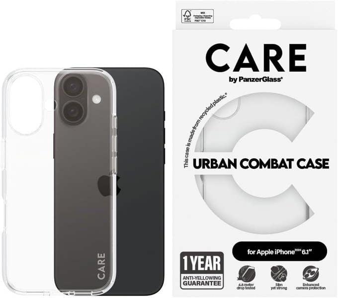 PanzerGlass Panzer Glass Care Urban Combat Case for iPhone 16 6.1" Clear - 1353