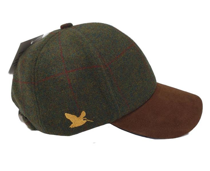 Green Tweed Baseball Cap with woodcock embroidery on the side a great shooting gift 