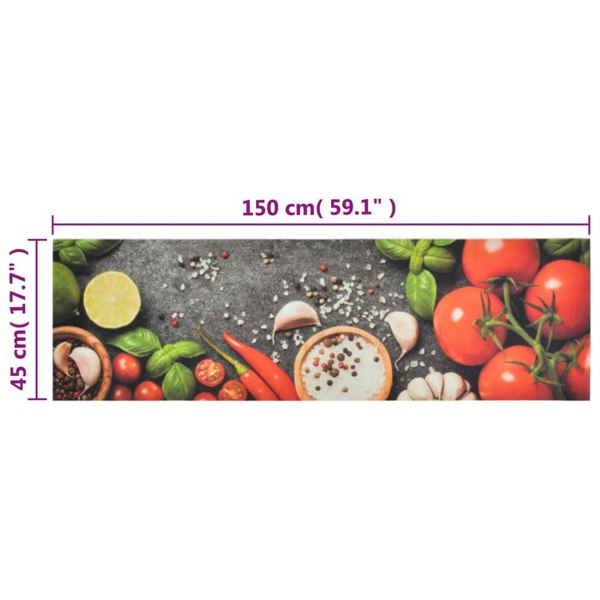 Berkfield Kitchen Rug Washable Vegetables 45x150 cm Velvet