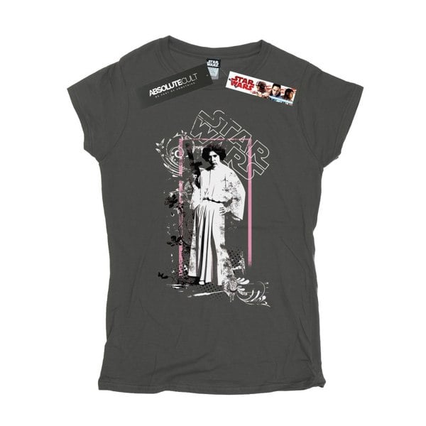 Star Wars Womens/Ladies Princess Leia Distressed Cotton T-Shirt - Charcoal