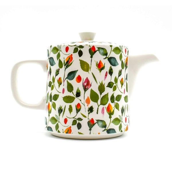 The British Gardening Company 1L Rosebud Ceramic Teapot with Stainless Steel Infuser