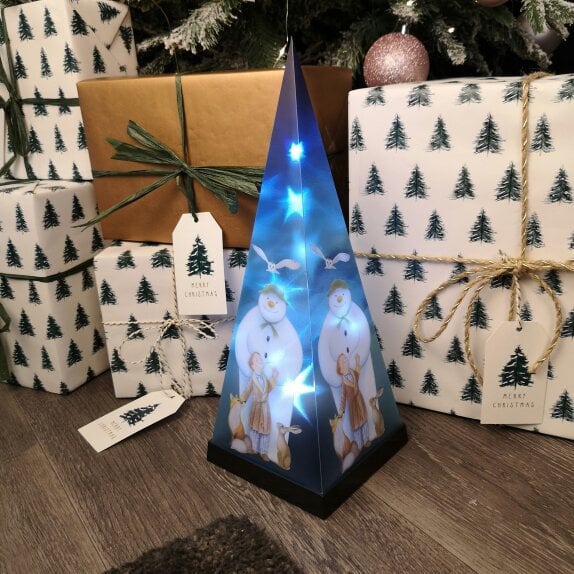 Samuel Alexander 35cm Battery Operated Laser Pyramid Christmas Decoration - The Snowman and Friends