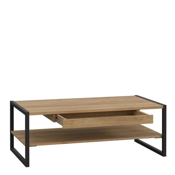 Wyld Haus Egtved Black and Natural Oak Wood Effect Coffee Table 1 Drawer
