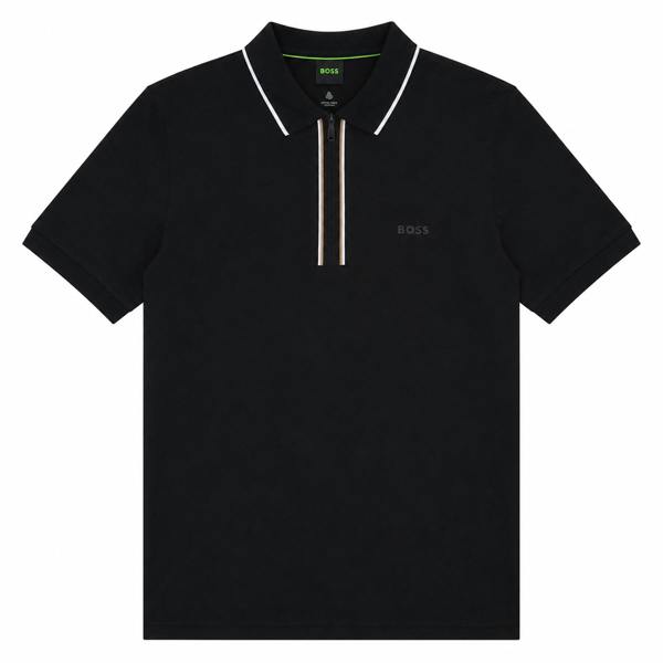 BOSS Slim Fit Philix Zip Polo Shirt Black