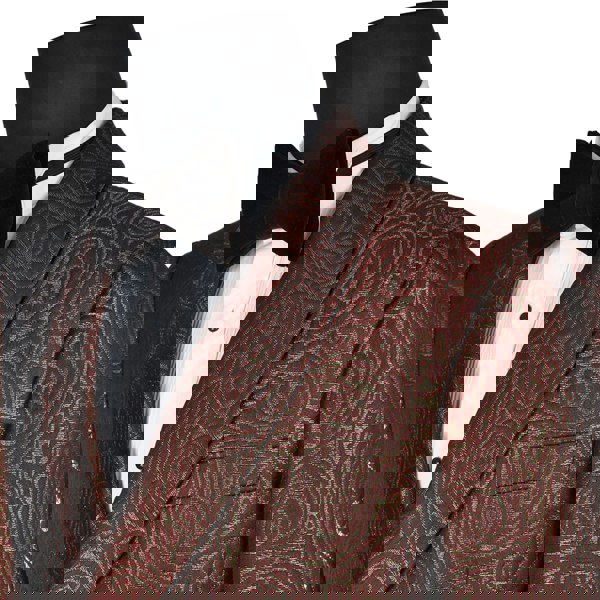 David WeJ Kensington Double Breasted Shawl Lapel Jacquard Wine Gold