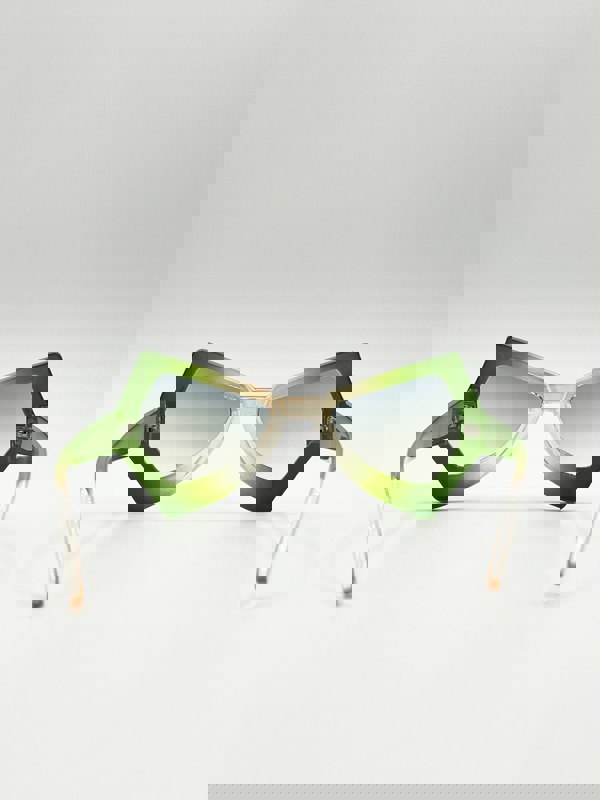 SVNX 2 Tone Angular Sunglasses in Green