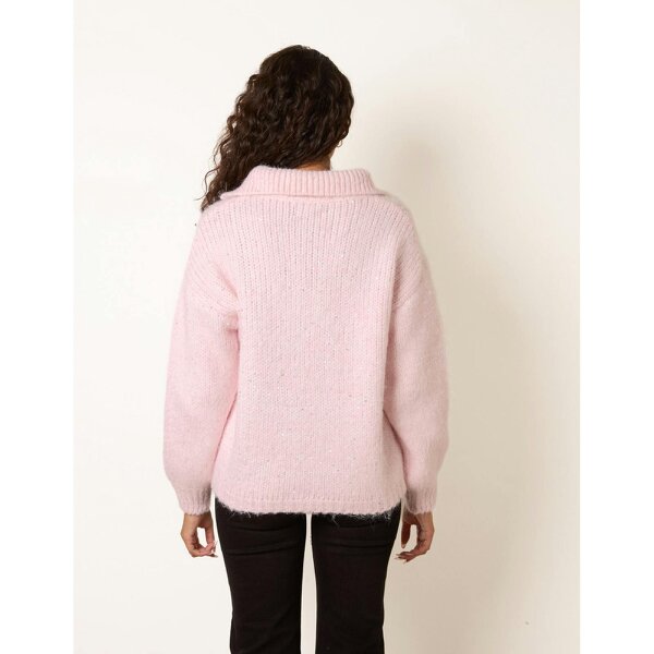 Blue Vanilla Zip Neck Glitter Detail Jumper