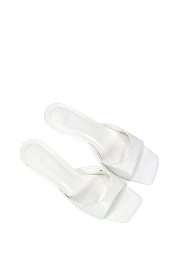 XY LONDON Square Toe Kitten Heel Slip On Heeled Sandal Mules