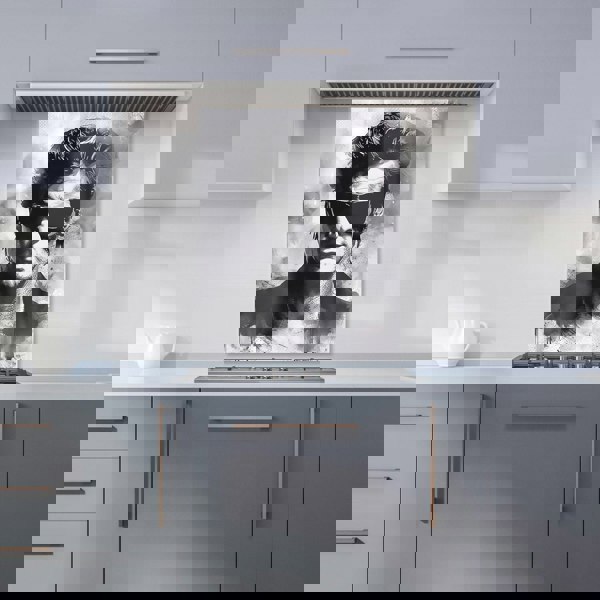 Warren Reed - Designer Cool Icon in Monochrome Kitchen Splashback