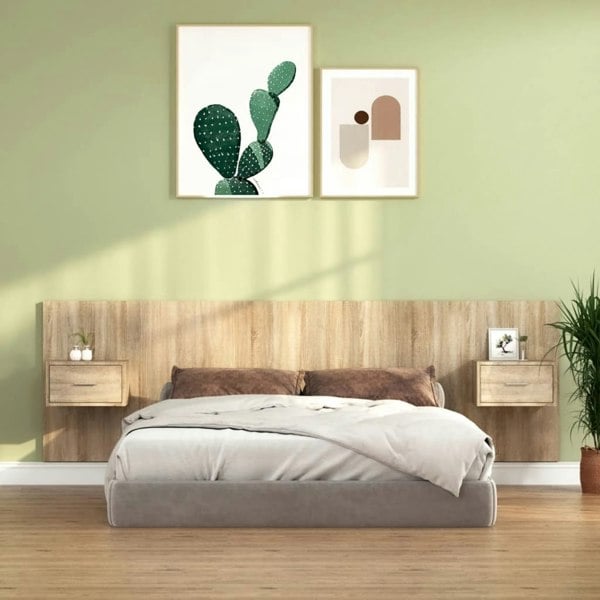 Berkfield Bed Headboard with Cabinets Sonoma Oak Engineered Wood