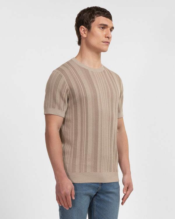 Steel & Jelly Moorgate - Stripe Textured Sweater T-Shirt