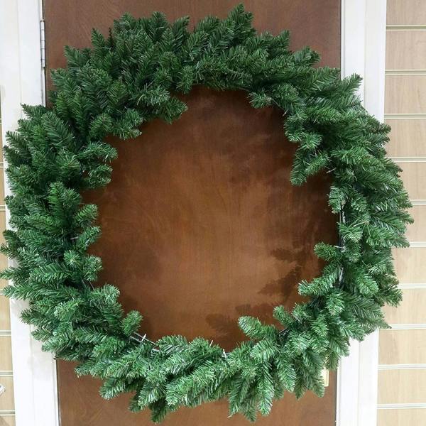 1cm Pre-Lit Green Christmas Wreath with 150 LEDs, PVC Foliage and Pencil Point Tips image 3