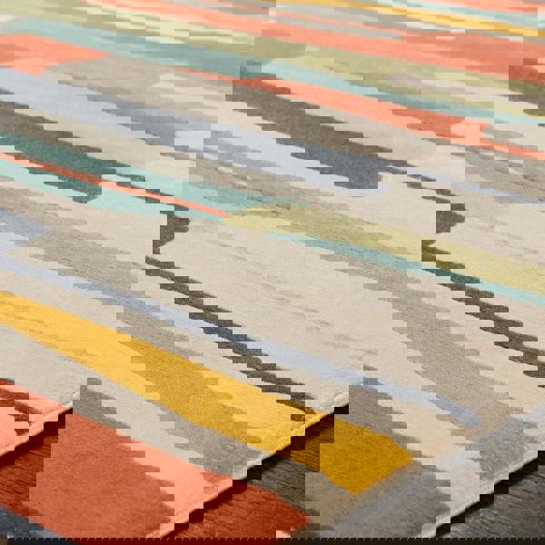Livabliss City-Modern Orange Yellow Grey Graphic Rug