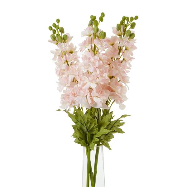 Wyld Haus Set of 3 Artificial Flowers Pink Elatum Delphinium Stem