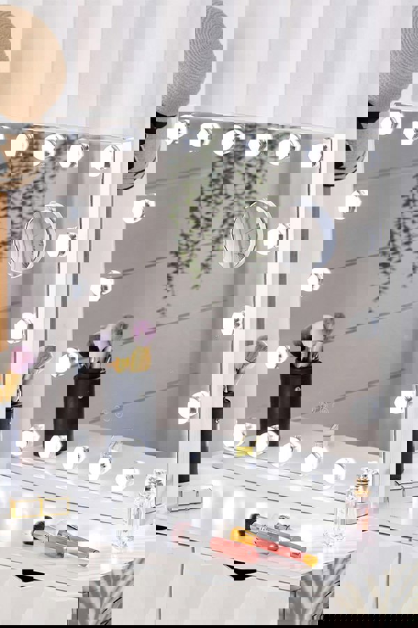 Living and Home Hollywood Vanity Mirror Desktop Cosmetic Mirror with LED Lights & With 10X Magnifier