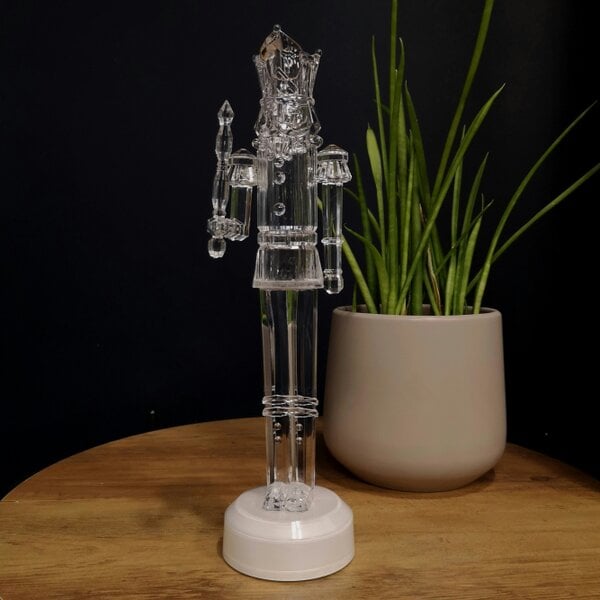 Samuel Alexander 30cm Clear Acrylic Light up Christmas Nutcracker Decoration with Colour Changing LEDs