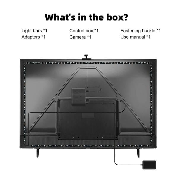 ENER-J RGBIC LED TV Backlight with Camera, 3.8m Smart LED Strip for 55-65 Inch TVs, WiFi & Bluetooth, Alexa Compatible, Music Sync