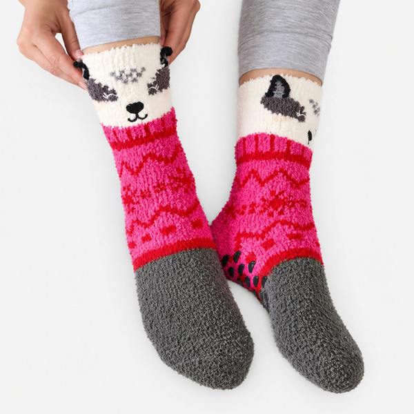 Totes NOVELTY SUPER SOFT SLIPPER SOCKS Slipper Socks Slipper Socks   in  Red