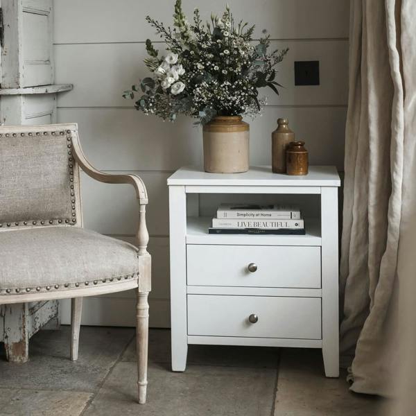 Statement Furniture Brooklyn Modern Bedside Table with Drawers and Shelf Assembled
