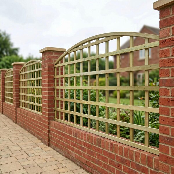 Premier Garden Supplies Standard Arch Top Fence Panel Topper 6ft x 1-5ft Garden Trellis Arched Privacy Lattice Panels for Fencing, Pergola & Patio - Wood - 3, 4 or 5 - 5 Pack Height: 3ft x Width: 6ft (182.8cm) x 5 Pack
