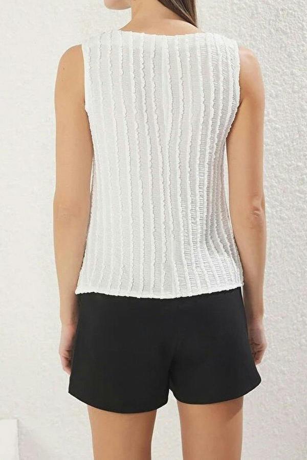 WOVCOR Regular Fit Knitted Blouse with Knitwear Look