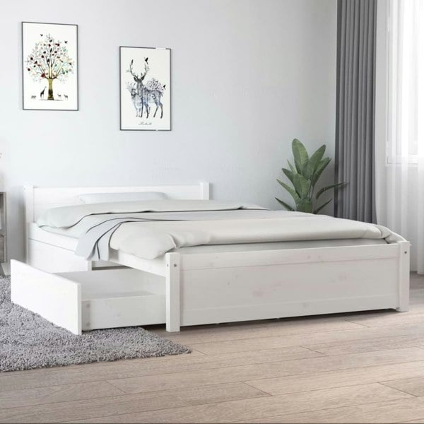 Berkfield Bed Frame with Drawers White 120x190 cm Small Double