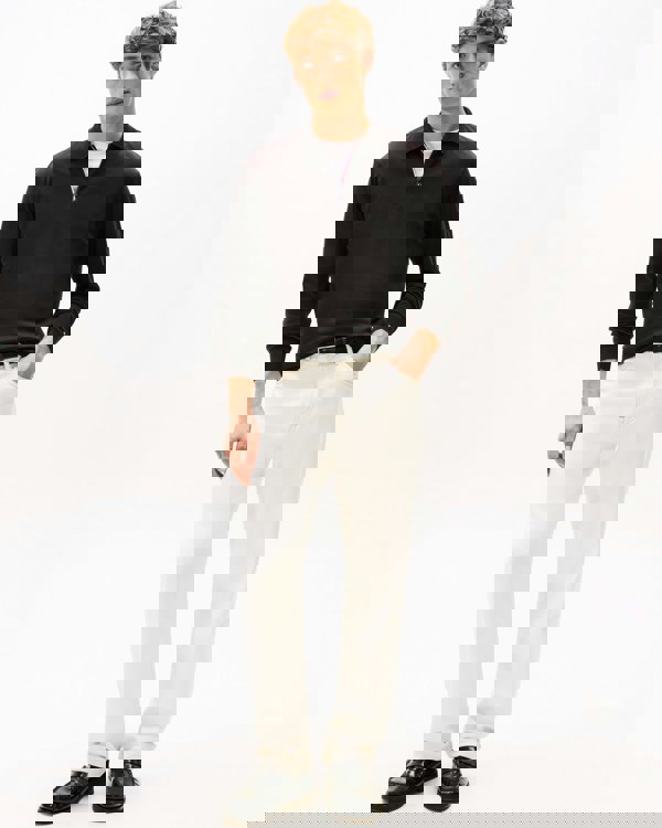 Tommy Hilfiger Interlock Mens Long Sleeve Zip Polo - Black